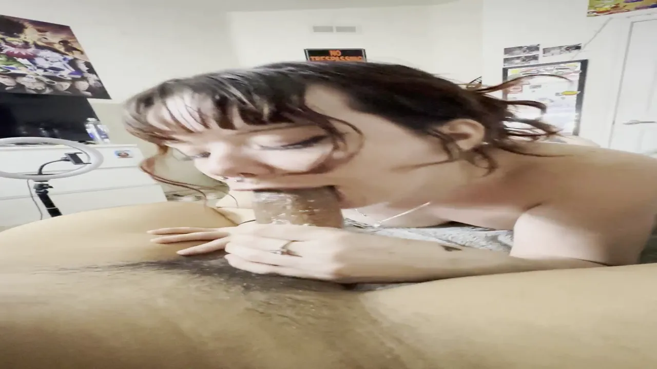 Petite white teen super sloppy blowjob on BLC